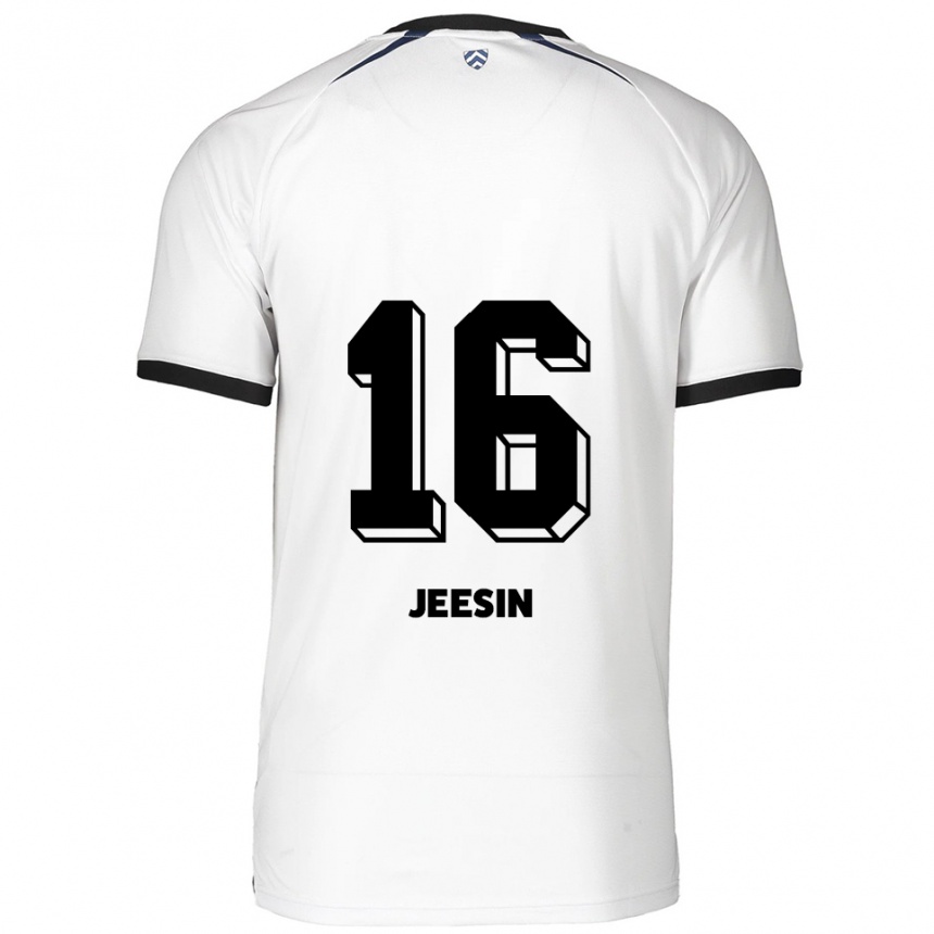 ילדים כדורגל Jenath Jeesin #16 לבן שחור הרחק ג'רזי 2025/26