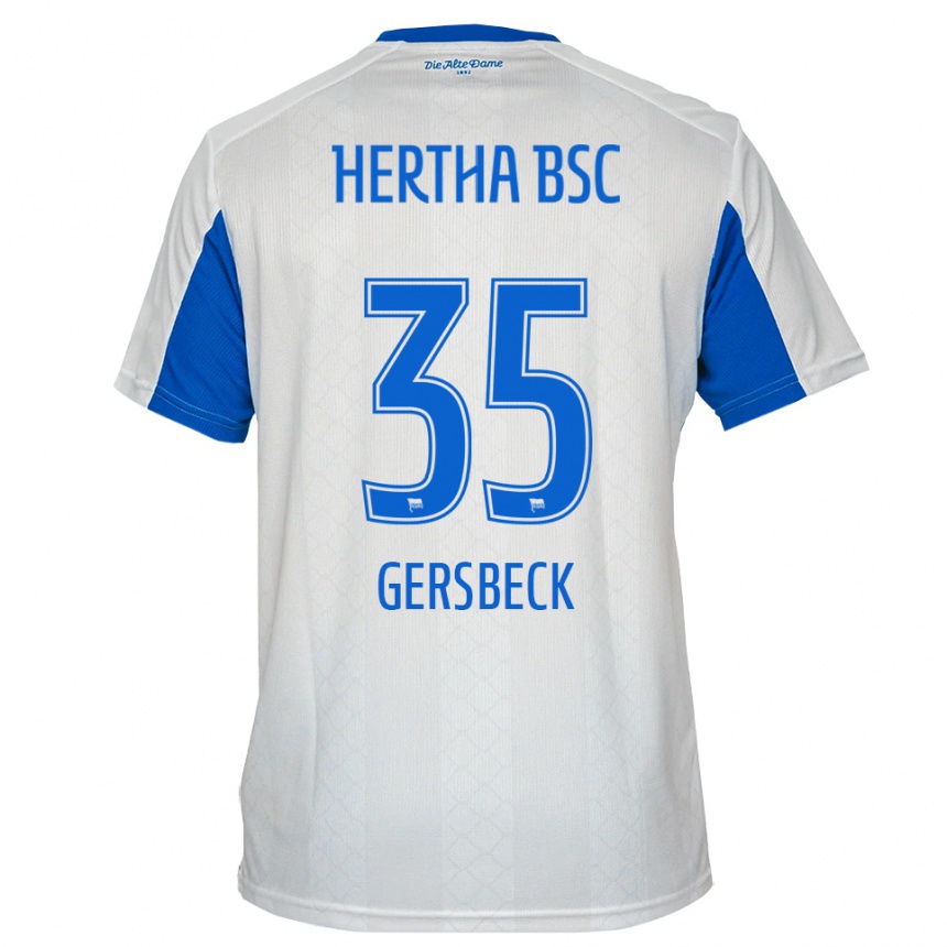 ילדים כדורגל מריוס גרסבק #35 לבן כחול הרחק ג'רזי 2025/26