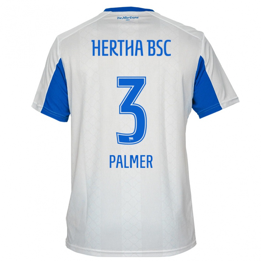 ילדים כדורגל Nelly Palmer #3 לבן כחול הרחק ג'רזי 2025/26