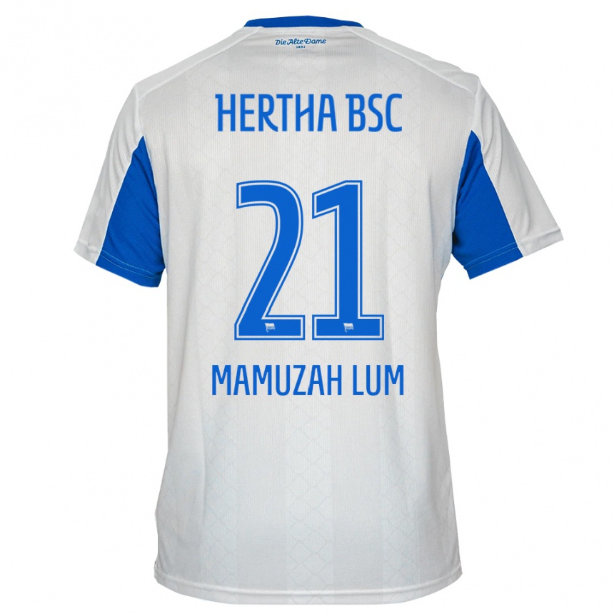 ילדים כדורגל Boris Mamuzah Lum #21 לבן כחול הרחק ג'רזי 2025/26