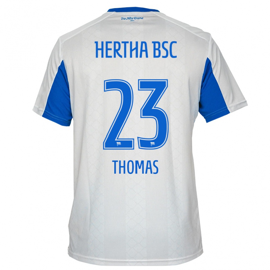 ילדים כדורגל Aaliyah Thomas #23 לבן כחול הרחק ג'רזי 2025/26