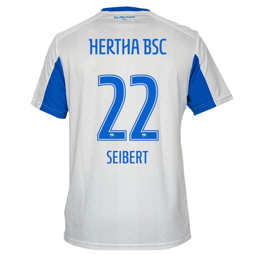 ילדים כדורגל Christian Seibert #22 לבן כחול הרחק ג'רזי 2025/26