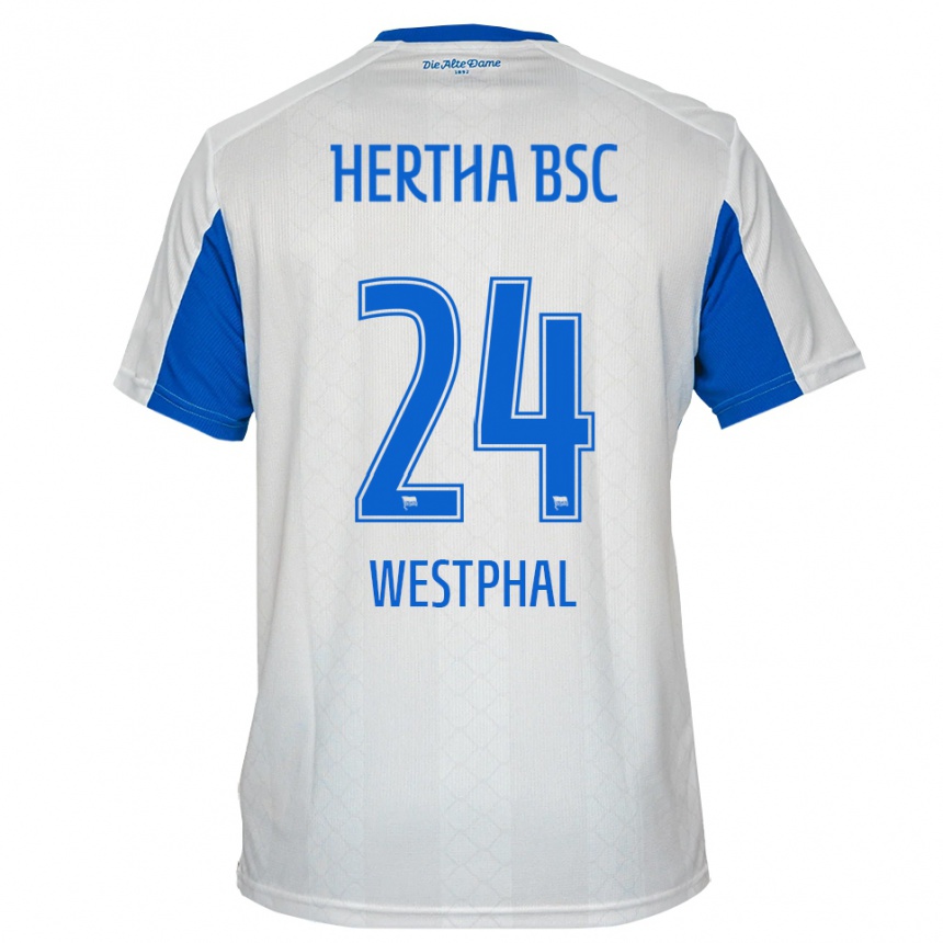 ילדים כדורגל אנוק וסטפאל #24 לבן כחול הרחק ג'רזי 2025/26