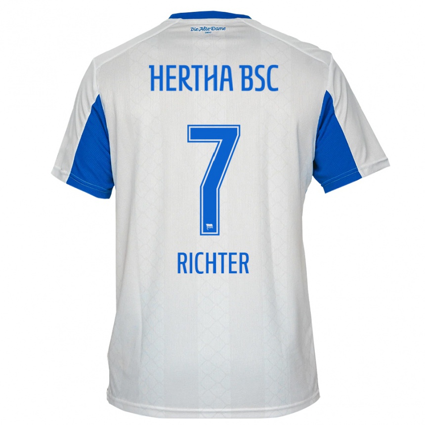 ילדים כדורגל Joel Richter #7 לבן כחול הרחק ג'רזי 2025/26