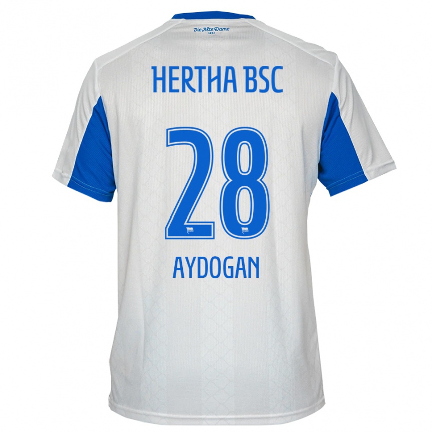 ילדים כדורגל Pasa Aydogan #28 לבן כחול הרחק ג'רזי 2025/26