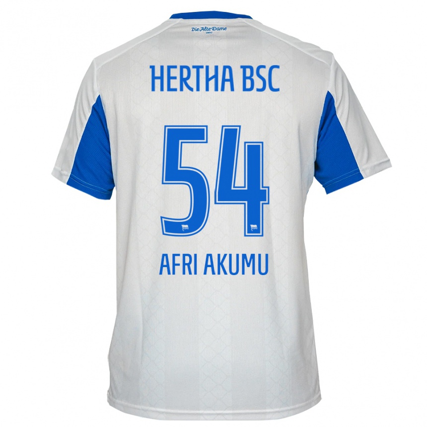 ילדים כדורגל Maik Afri Akumu #54 לבן כחול הרחק ג'רזי 2025/26