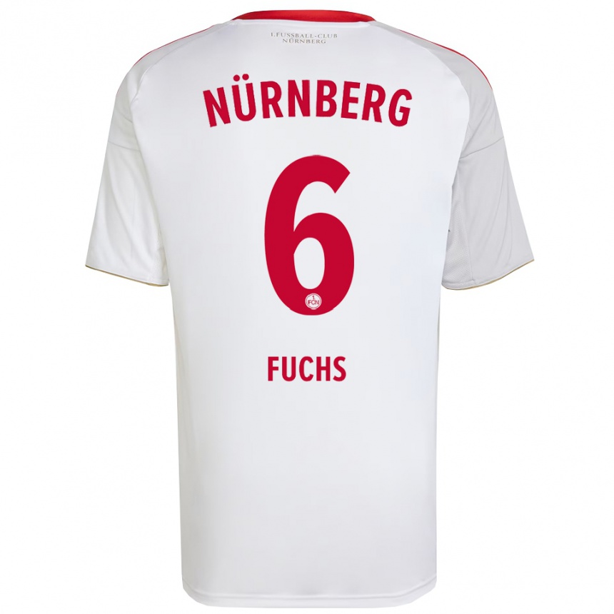 ילדים כדורגל Pascal Fuchs #6 לבן אדום הרחק ג'רזי 2025/26