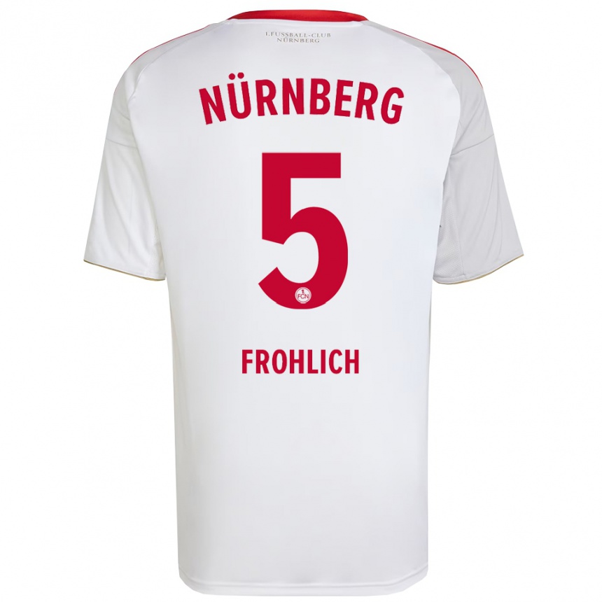 ילדים כדורגל ריה קלרה פרוליך #5 לבן אדום הרחק ג'רזי 2025/26