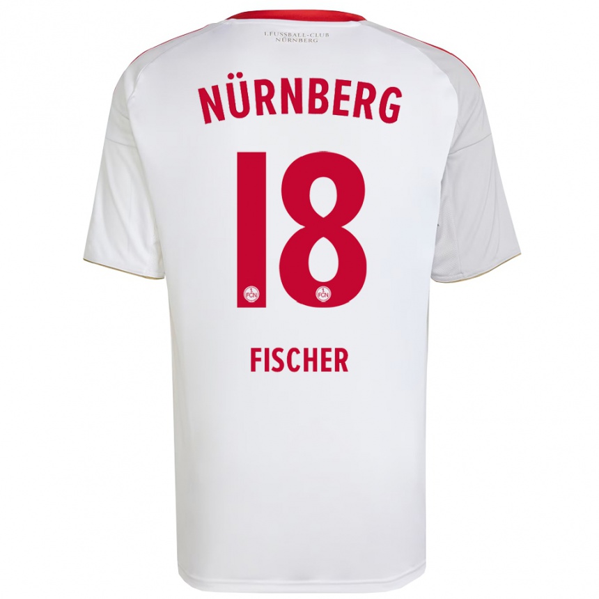 ילדים כדורגל Jonas Fischer #18 לבן אדום הרחק ג'רזי 2025/26