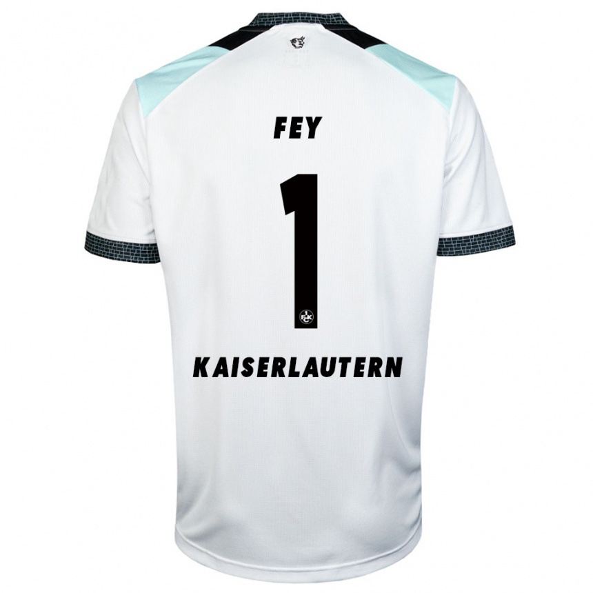 ילדים כדורגל Tyler Fey #1 לבן שחור הרחק ג'רזי 2025/26