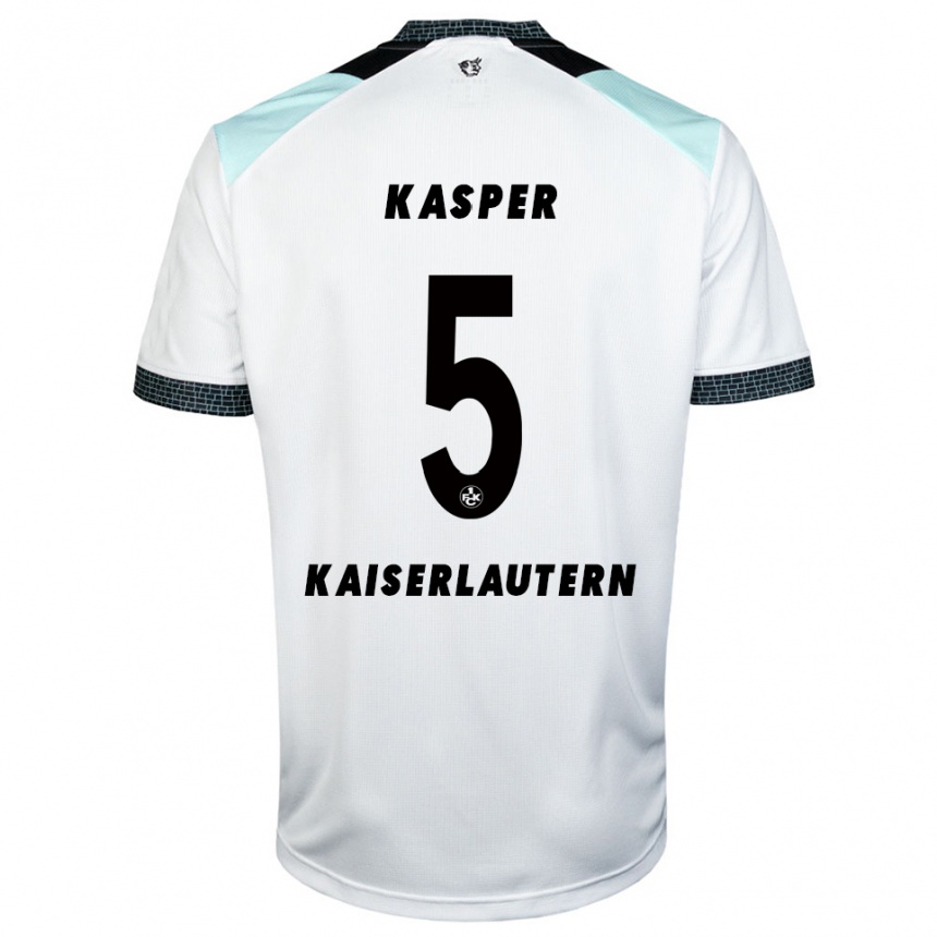 ילדים כדורגל לינוס קארל קספר #5 לבן שחור הרחק ג'רזי 2025/26