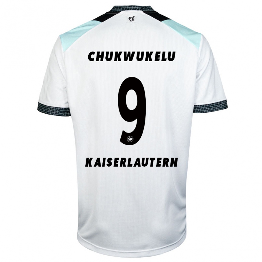 ילדים כדורגל צ׳ינאדו עמנואל צ׳וקווקלו #9 לבן שחור הרחק ג'רזי 2025/26