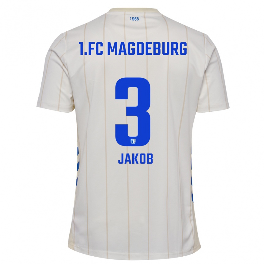 ילדים כדורגל Henrik Jakob #3 לבן כחול הרחק ג'רזי 2025/26