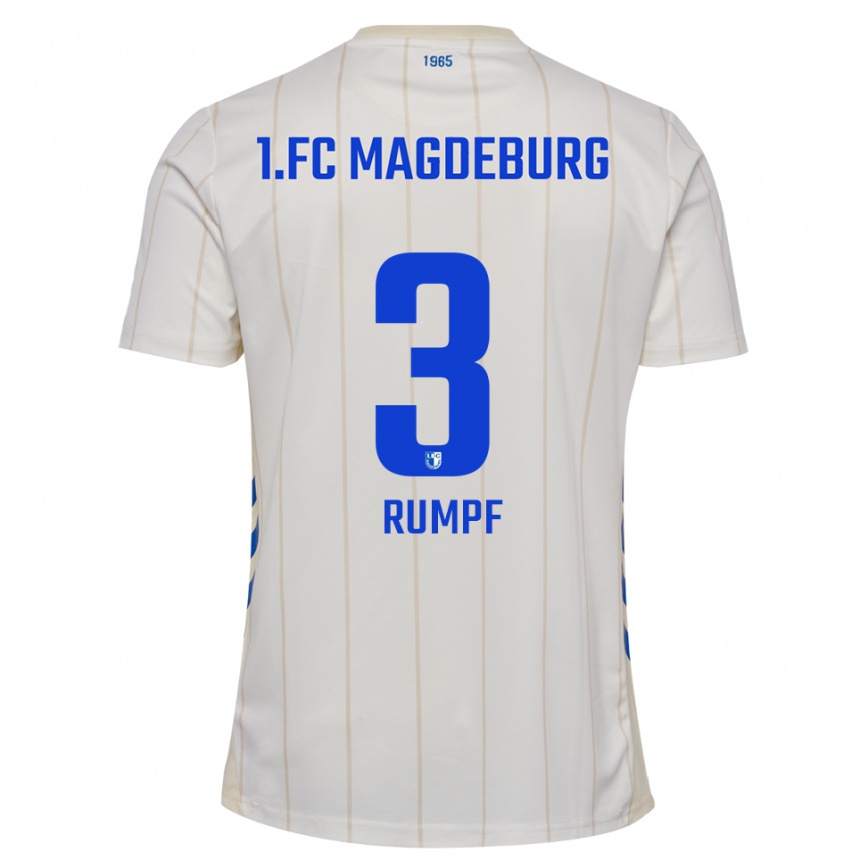 ילדים כדורגל Mathilda Rumpf #3 לבן כחול הרחק ג'רזי 2025/26