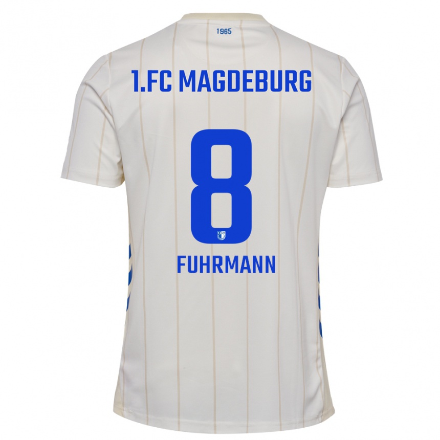 ילדים כדורגל Felix Fuhrmann #8 לבן כחול הרחק ג'רזי 2025/26