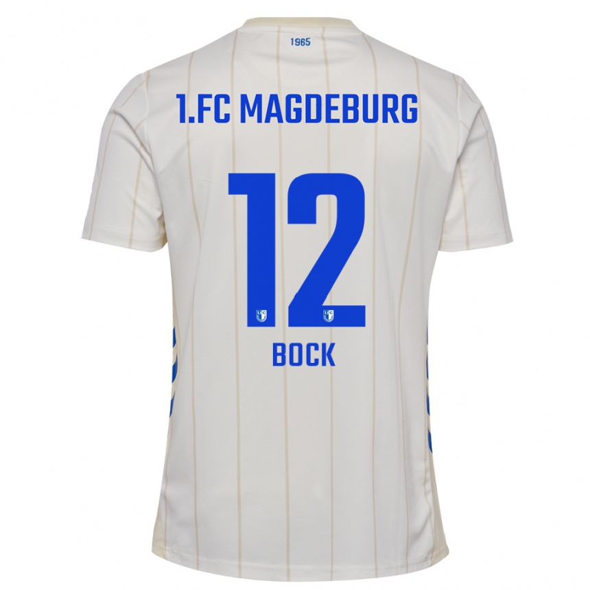 ילדים כדורגל Armin Bock #12 לבן כחול הרחק ג'רזי 2025/26