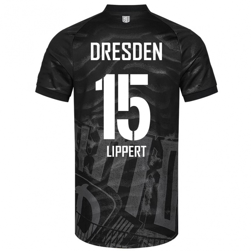 ילדים כדורגל Marlon Lippert #15 שחור אפור הרחק ג'רזי 2025/26