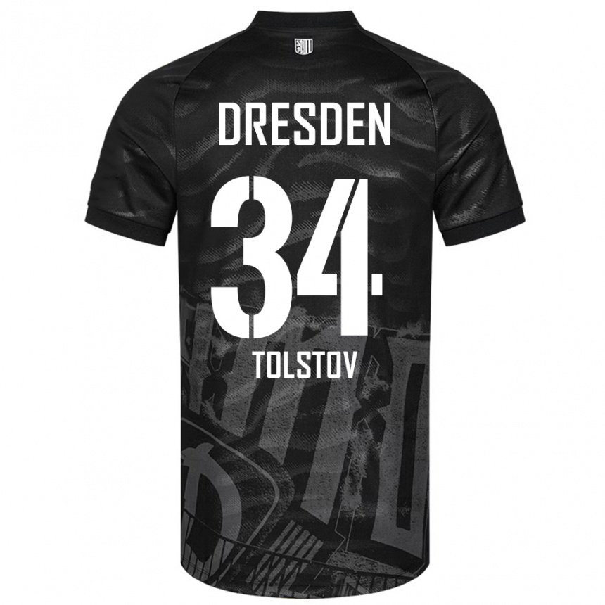 ילדים כדורגל Maik Tolstov #34 שחור אפור הרחק ג'רזי 2025/26
