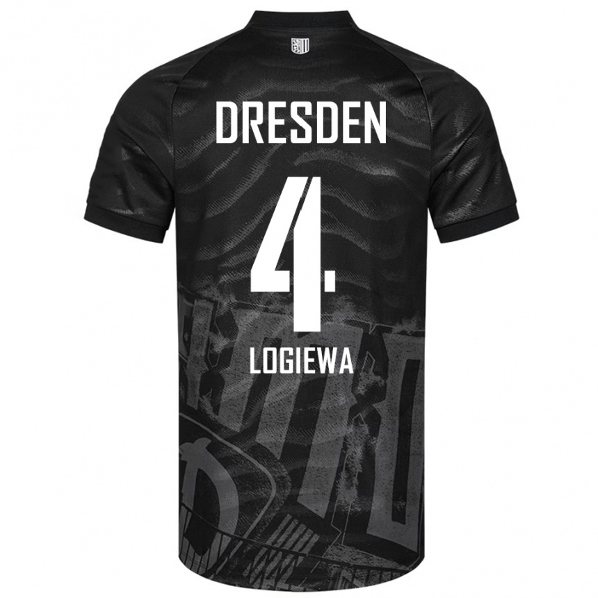 ילדים כדורגל Luca Logiewa #4 שחור אפור הרחק ג'רזי 2025/26