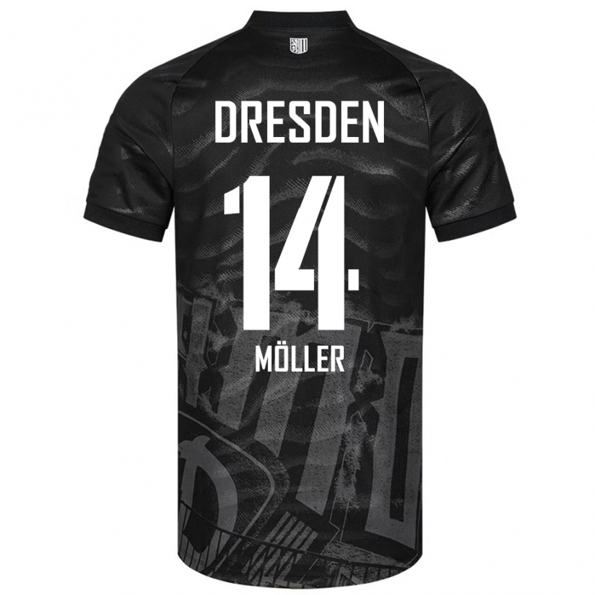 ילדים כדורגל Gustav Möller #14 שחור אפור הרחק ג'רזי 2025/26