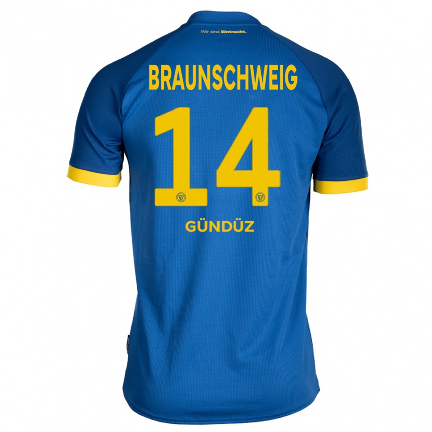ילדים כדורגל Enes Gündüz #14 כחול רויאל צהוב הרחק ג'רזי 2025/26