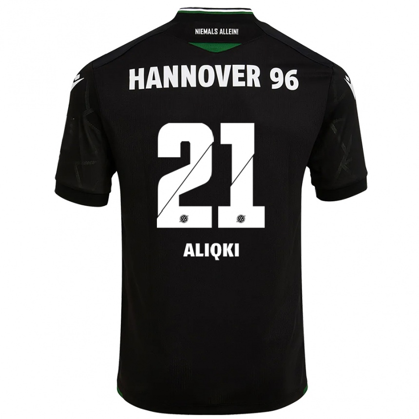 ילדים כדורגל Florent Aliqki #21 שחור ירוק הרחק ג'רזי 2025/26