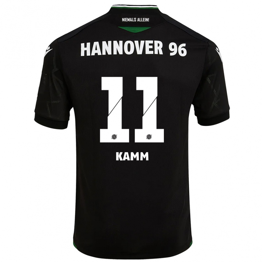 ילדים כדורגל Jannis Kamm #11 שחור ירוק הרחק ג'רזי 2025/26