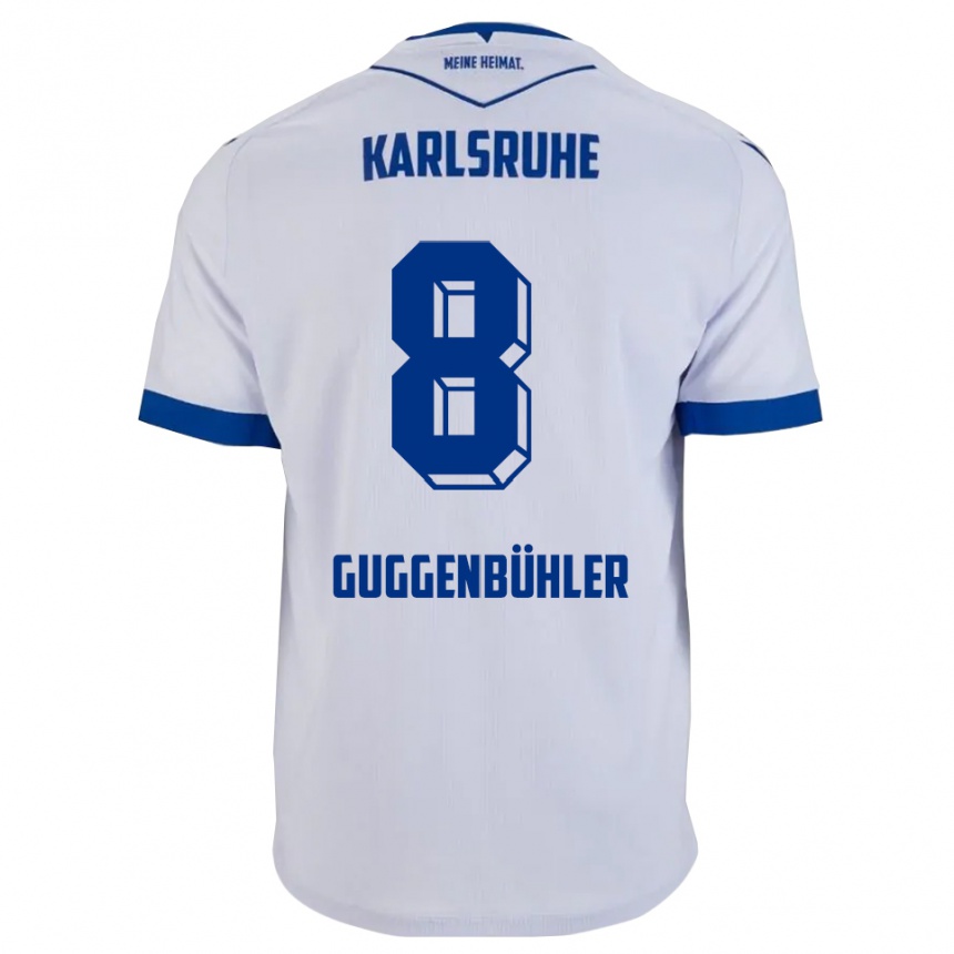 ילדים כדורגל Simon Guggenbühler #8 לבן כחול הרחק ג'רזי 2025/26