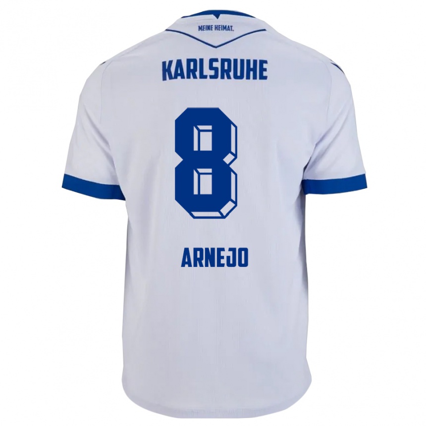 ילדים כדורגל Diego Arnejo #8 לבן כחול הרחק ג'רזי 2025/26