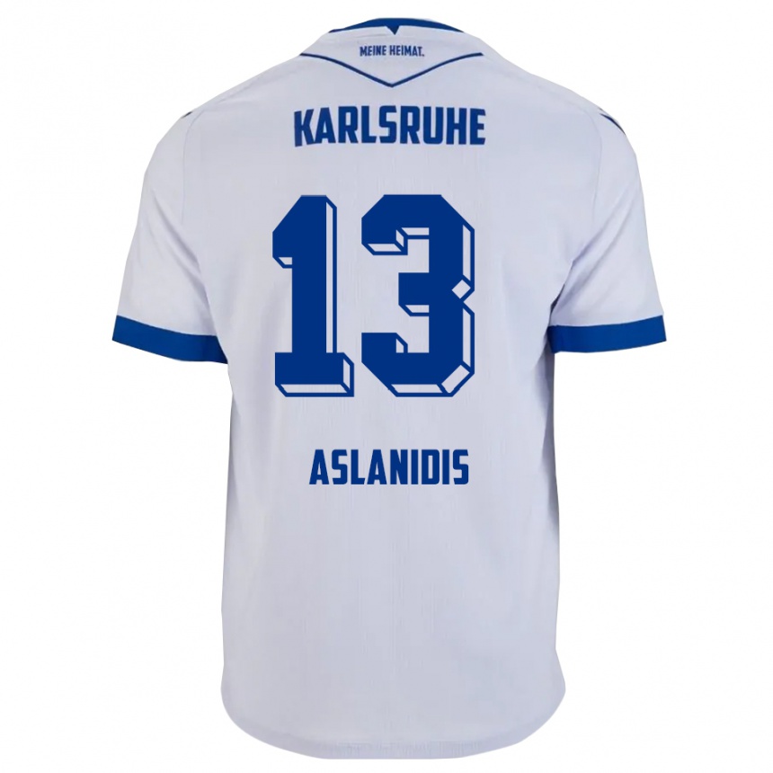 ילדים כדורגל Ioannis Aslanidis #13 לבן כחול הרחק ג'רזי 2025/26