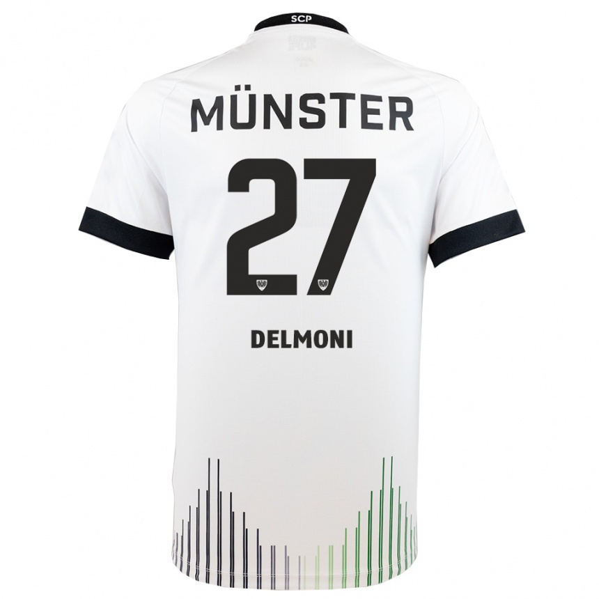 ילדים כדורגל Adrian Delmoni #27 לבן שחור הרחק ג'רזי 2025/26