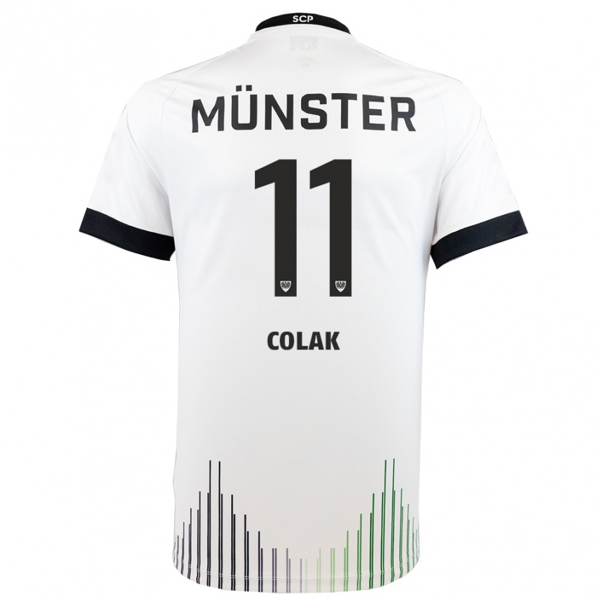 ילדים כדורגל Alper Colak #11 לבן שחור הרחק ג'רזי 2025/26