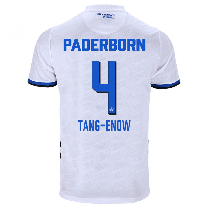 ילדים כדורגל Jason Tang-Enow #4 לבן כחול הרחק ג'רזי 2025/26