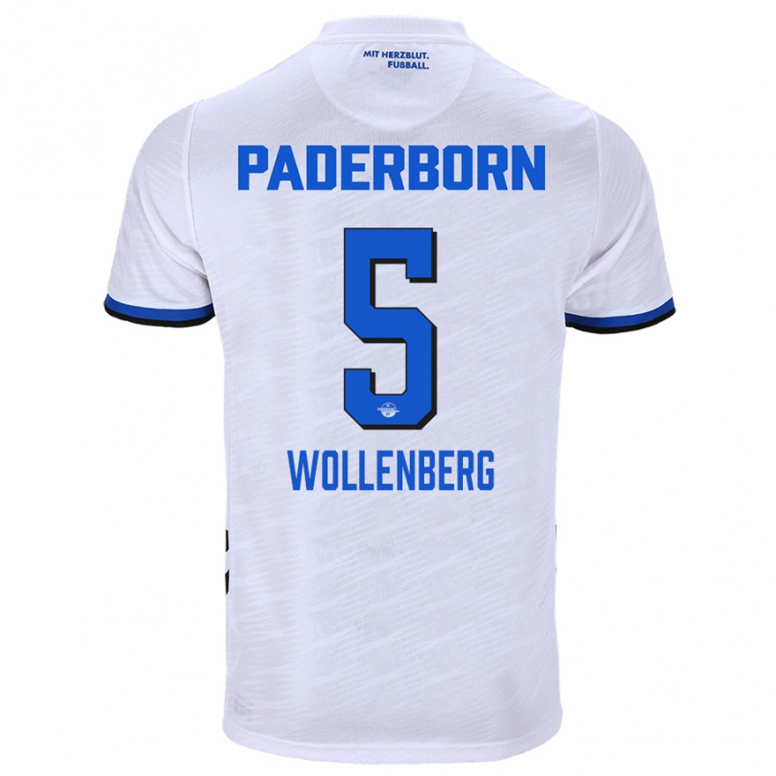 ילדים כדורגל Paul Wollenberg #5 לבן כחול הרחק ג'רזי 2025/26