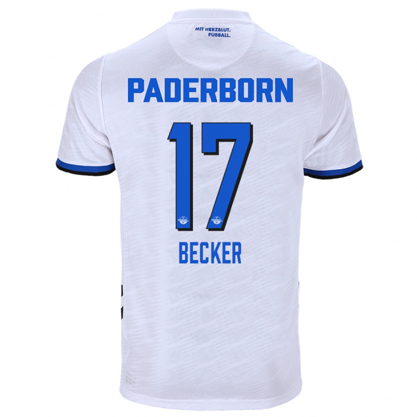 ילדים כדורגל Marlon Becker #17 לבן כחול הרחק ג'רזי 2025/26