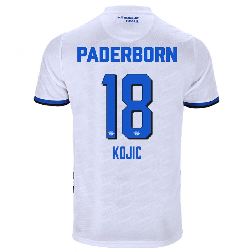 ילדים כדורגל Stanko Kojic #18 לבן כחול הרחק ג'רזי 2025/26