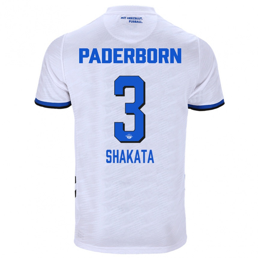 ילדים כדורגל Haruto Shakata #3 לבן כחול הרחק ג'רזי 2025/26