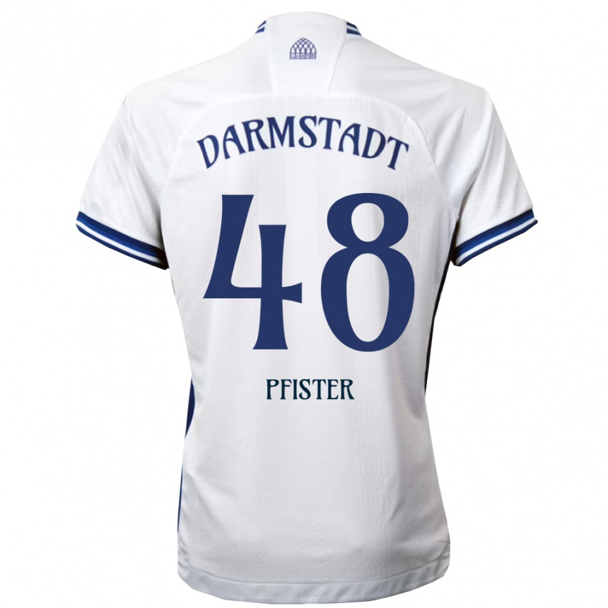 ילדים כדורגל Max Pfister #48 לבן כחול הרחק ג'רזי 2025/26 ילדים כדורגל Max Pfister #48 לבן כחול הרחק ג'רזי 2025/26