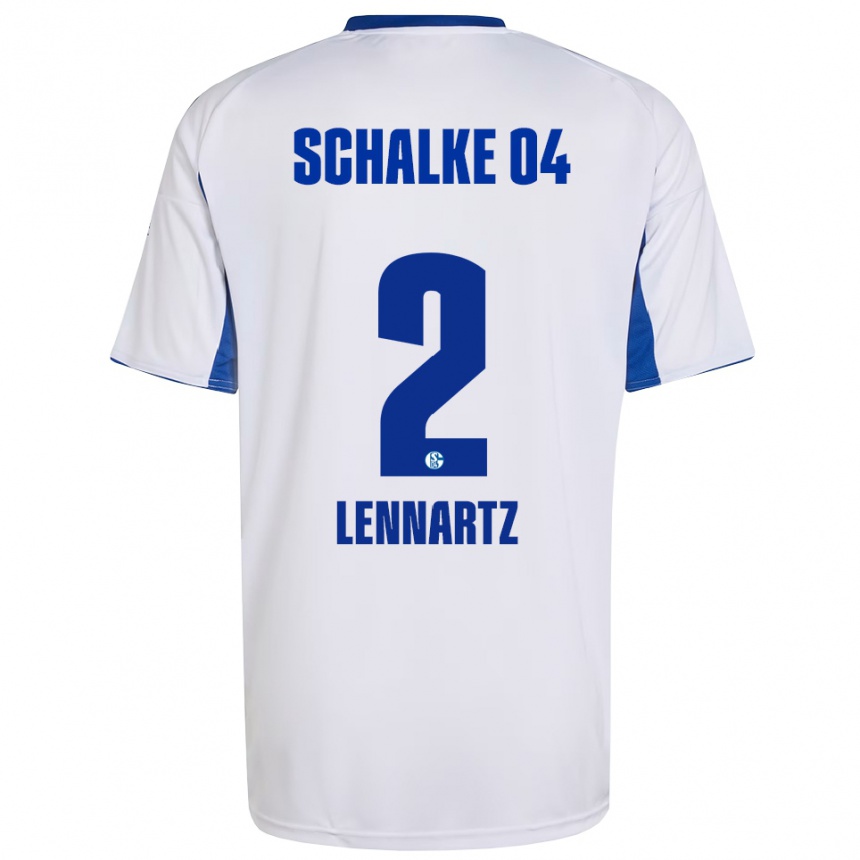 ילדים כדורגל Max Lennartz #2 לבן כחול הרחק ג'רזי 2025/26