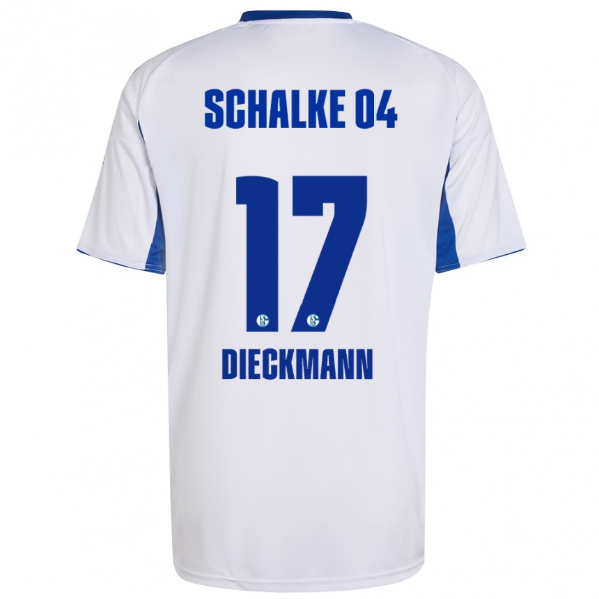 ילדים כדורגל Jonas Dieckmann #17 לבן כחול הרחק ג'רזי 2025/26