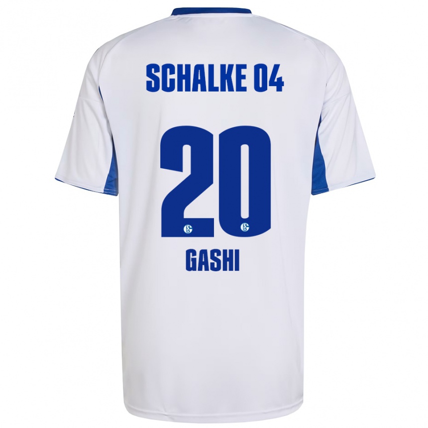 ילדים כדורגל Edion Gashi #20 לבן כחול הרחק ג'רזי 2025/26