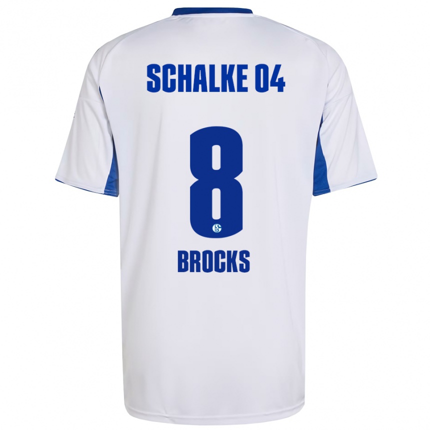 ילדים כדורגל Mika Brocks #8 לבן כחול הרחק ג'רזי 2025/26