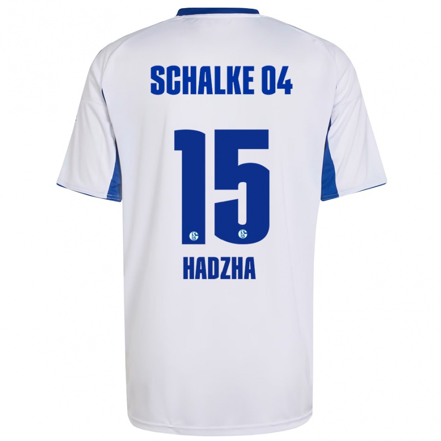 ילדים כדורגל Nedzhib Hadzha #15 לבן כחול הרחק ג'רזי 2025/26