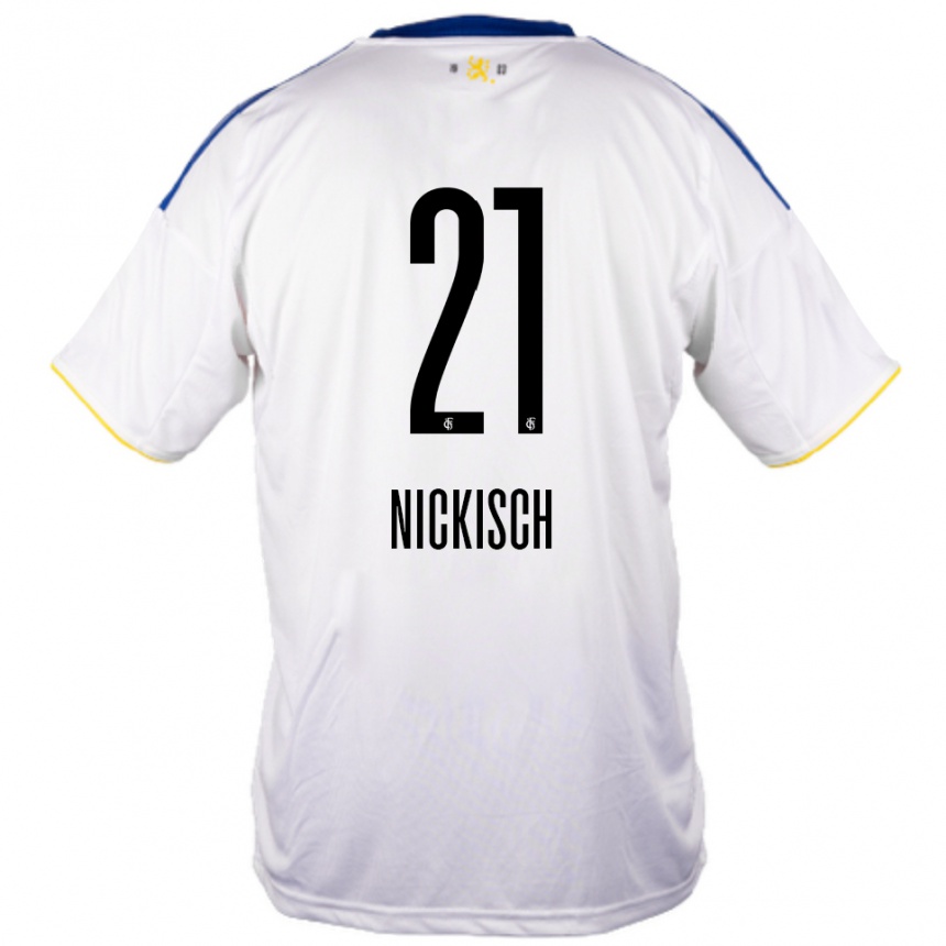 ילדים כדורגל יונס ניקיש #21 לבן כחול צהוב הרחק ג'רזי 2025/26