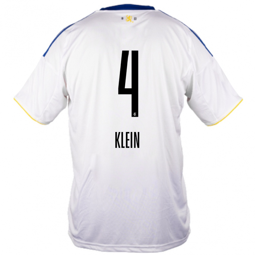 ילדים כדורגל Jennifer Klein #4 לבן כחול צהוב הרחק ג'רזי 2025/26