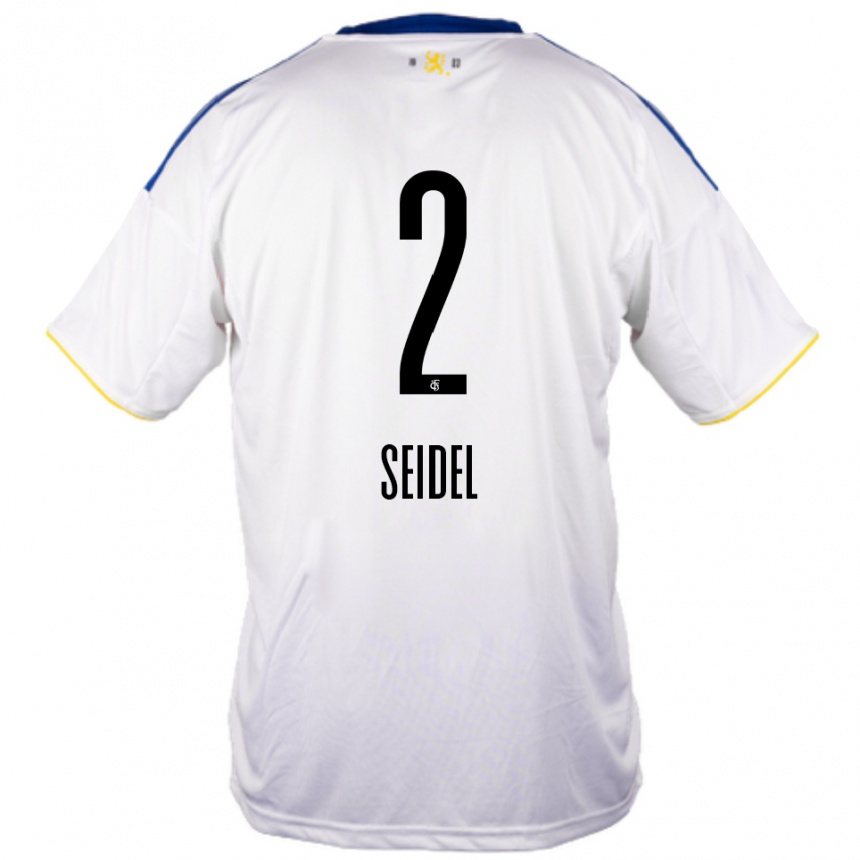 ילדים כדורגל Jonas Seidel #2 לבן כחול צהוב הרחק ג'רזי 2025/26