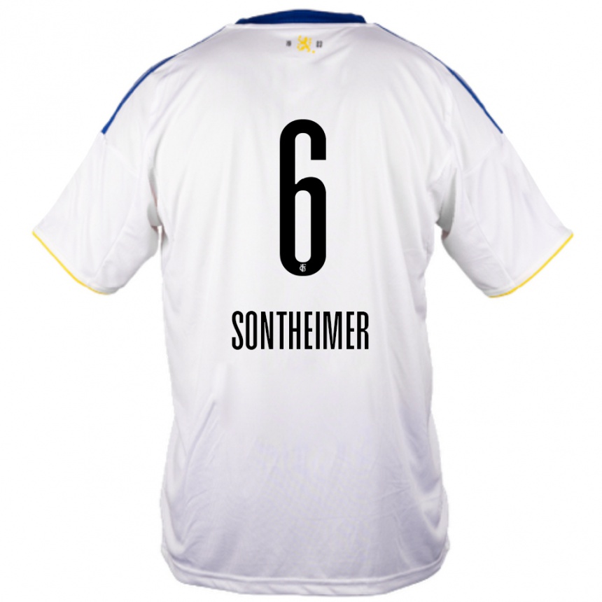 ילדים כדורגל פטריק זונטהיימר #6 לבן כחול צהוב הרחק ג'רזי 2025/26