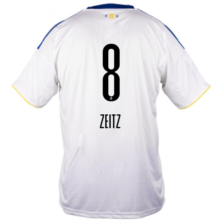 ילדים כדורגל מנואל זייץ #8 לבן כחול צהוב הרחק ג'רזי 2025/26