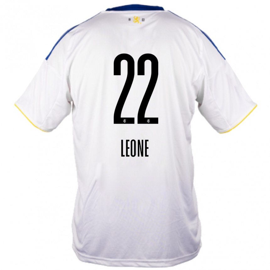 ילדים כדורגל Vincent Leone #22 לבן כחול צהוב הרחק ג'רזי 2025/26