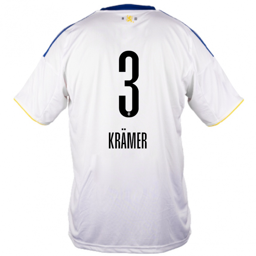ילדים כדורגל נילס קרמר #3 לבן כחול צהוב הרחק ג'רזי 2025/26